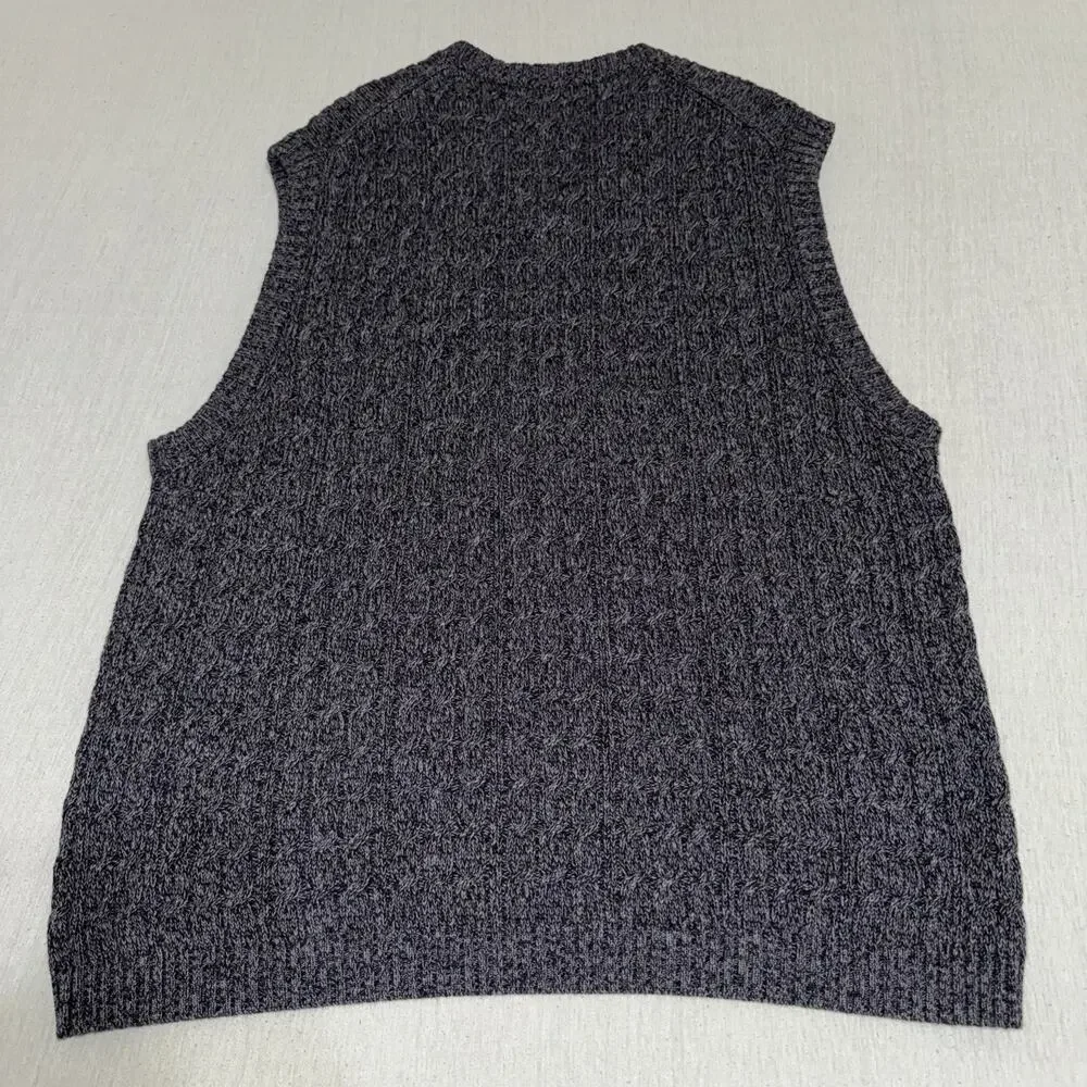 Vintage Nike Tiger Woods Cable Knit Sweater Vest L Gray Cotton Golf Y2K EUC